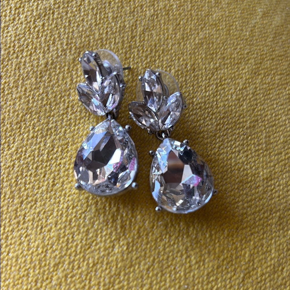 Silver Crystal Drop Earrings